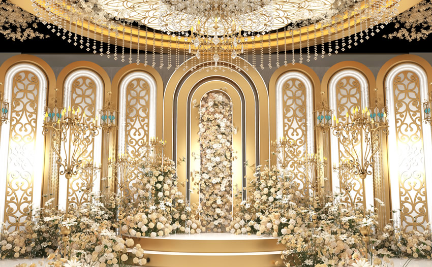 龙城香槟色调婚礼堂效果展示